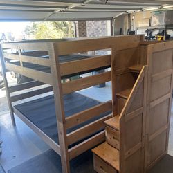 Kids Full Size - Double Bunk Bed/w Stairs and Storage - Including 2 Full size mattress.