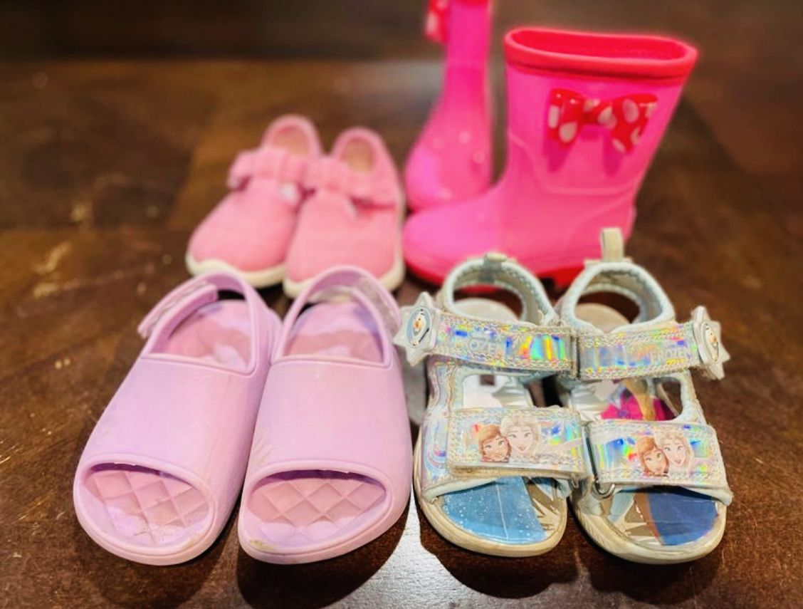 Baby/Toddler Girl 4 Pack: Size 6 Assorted Shoes, Sandals, & Boots: Pink & Frozen