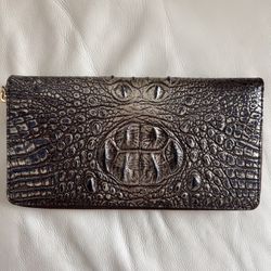 Brahmin Leather Wallet Wristlet Clutch Crocodile Embossed