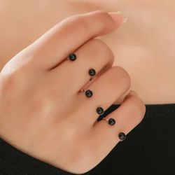 Trendy Elegant Black  Pearl Rings 
