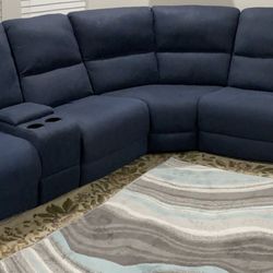Sofa | 6 Pc  Reclining Sectional | Blue