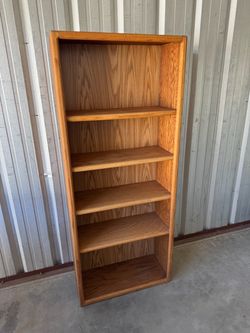 Tall Oak-Finish Adjustable Bookshelf – 72” H