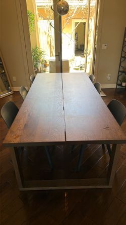 Oak veneer brown stained table