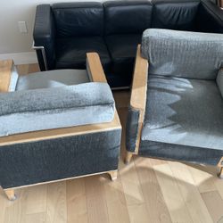 Set Of Two Gorgeous Maple Chairs! Wood Inlay! Club Chairs Glam Midcentury 