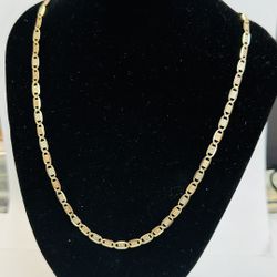Solid gold! 14k Tri Color Gold 4.5MM Diamond Cut Mariner Link Chain Necklace 22" Long 15.2 grams -looks like flat Gucci link