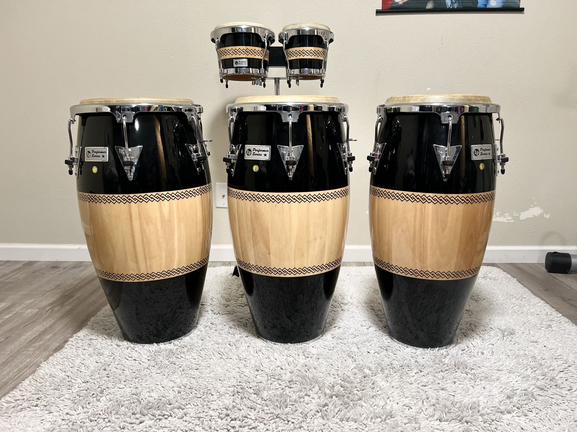 LP Performer Series 3 Congas With Chrome Hardware And Bongos for Sale