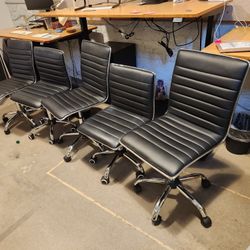 Black Afkustable Armless Desk Chairs On Wheels