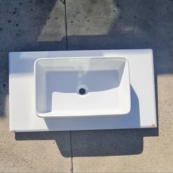 Modern Rectangular Vessel Sink - Ceramic Porcelain Above Counter Bathroom Sink