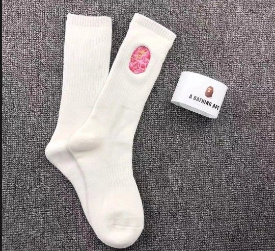 One Piar Of Pink Bape Head Socks