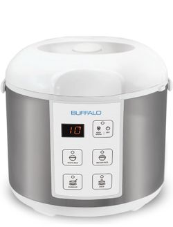 BUFFALO Non-Stick Electric Rice Maker for White/Brown Rice, Grain - Easy-to-clean Non-Toxic Warmer, Slow Cooker, Multicooker, Steamer