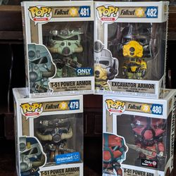Funko Pop Fallout 76 Collection Lot Of 4 Excavator T-51 X-01 Power Armor 