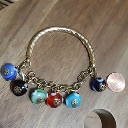 Turkish Hand Blown Glass Evil Eye Charm Bracelet