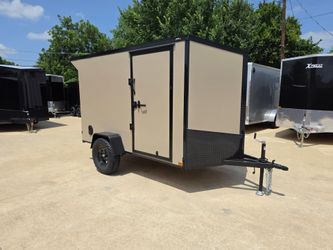 2026 New 6x10 SA Screwless Enclosed Trailer | Blackout | Spoiler Package | 6' Interior | .08 Polycor | Dexter Axles | 1165 (Tan)