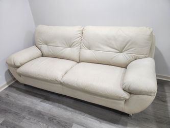 Genuine Amalif Crema Leather Couch, Loveseat & Chair