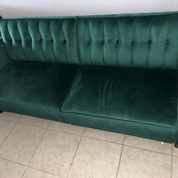 Green Velvet Futon Couch 