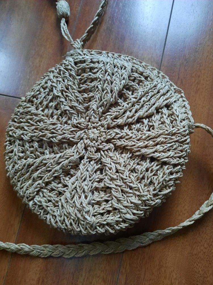 Charlie Paige Braided Rafia Round Small Handbag
