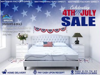 Complete King Bed Room Set Includes Diamond Bed Frame, Mattress & Both White Side Nightstand- Cama Completa