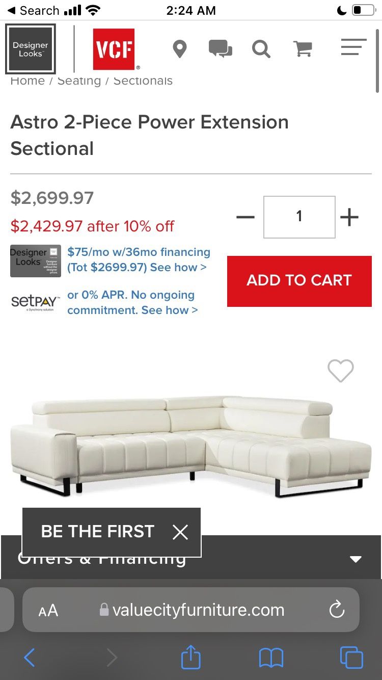Astro 2 Piece Power Sectional