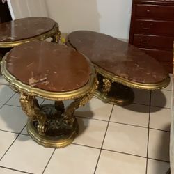 Vintage marble tables coffee set $400