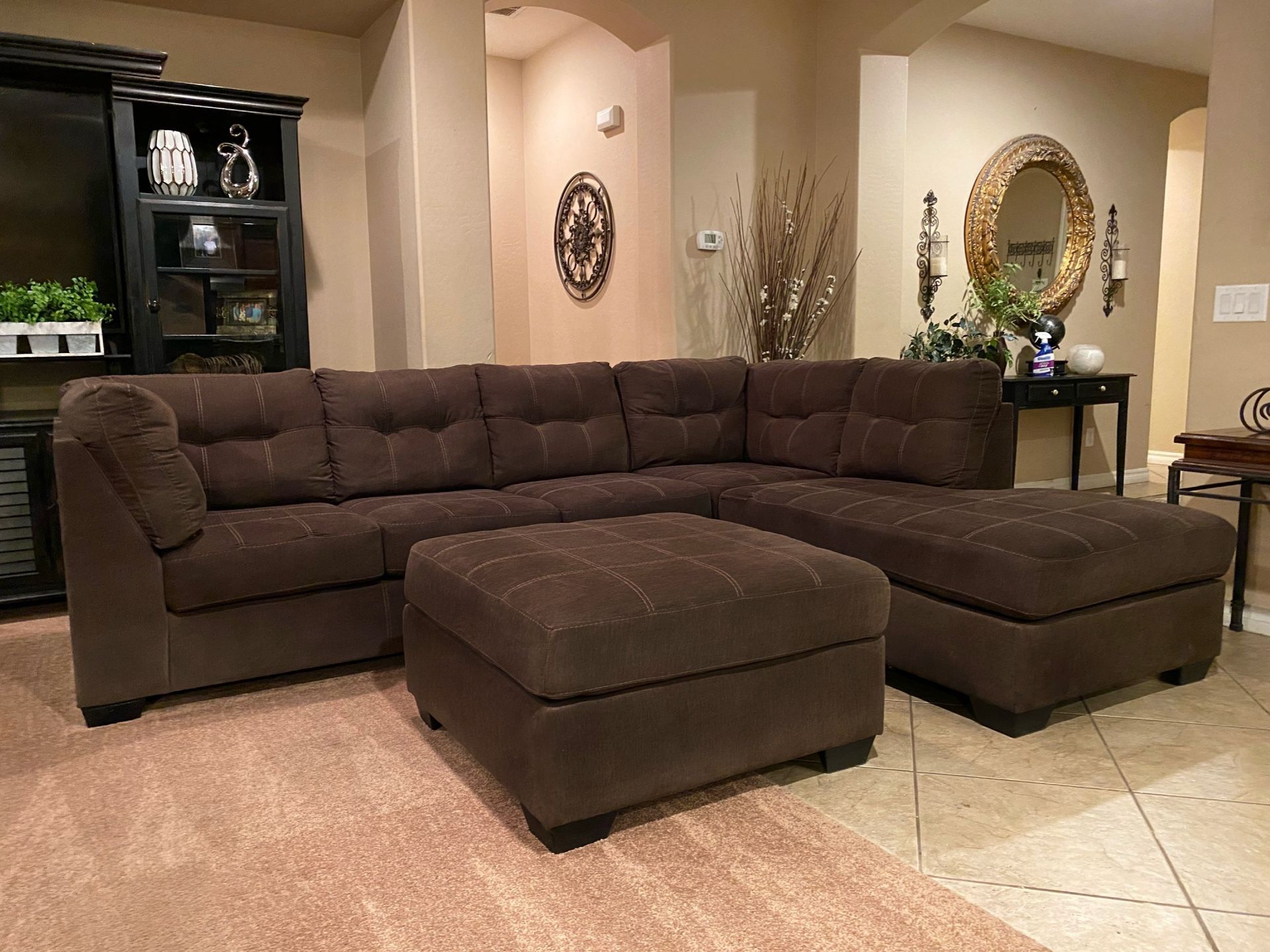 Brown Sectional Couch (ottoman not included)
