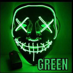 GREEN Halloween Scarecrow LED Mask