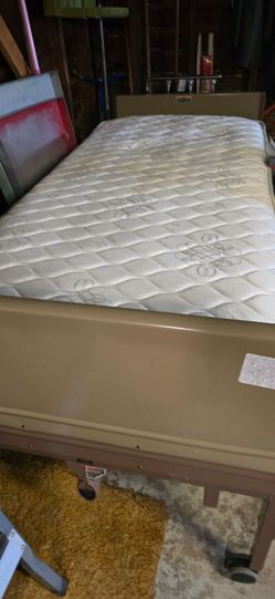 Single with hospital style bet electric goes up and down foot and head part. Goes up and down also