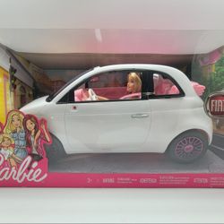 Barbie Doll and Fiat 500 Vehicle Toy Car Playset (Model FVR07). 