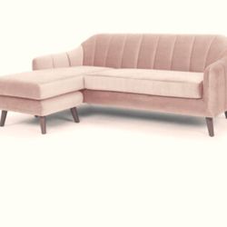 Mistana Blush Velvet Reversible Sofa & Chaise – Lightly Used, 81”
