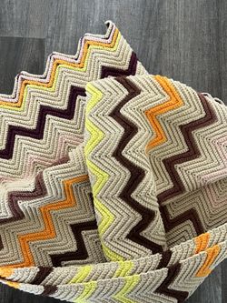 Vintage Crocheted Mid-Century Modern Blanket