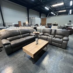 2pc Manual Reclining Sofa & Love Seat