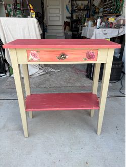 Handpainted wooden side table