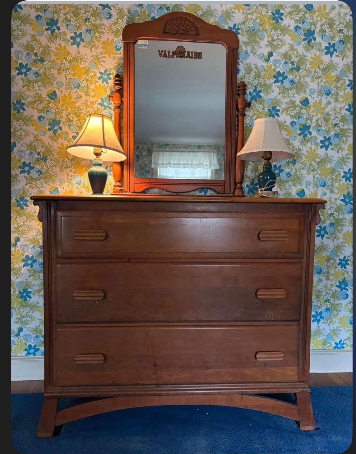 Vintage Mid Century 3 Draw Dresser With Mirror By Virginia House