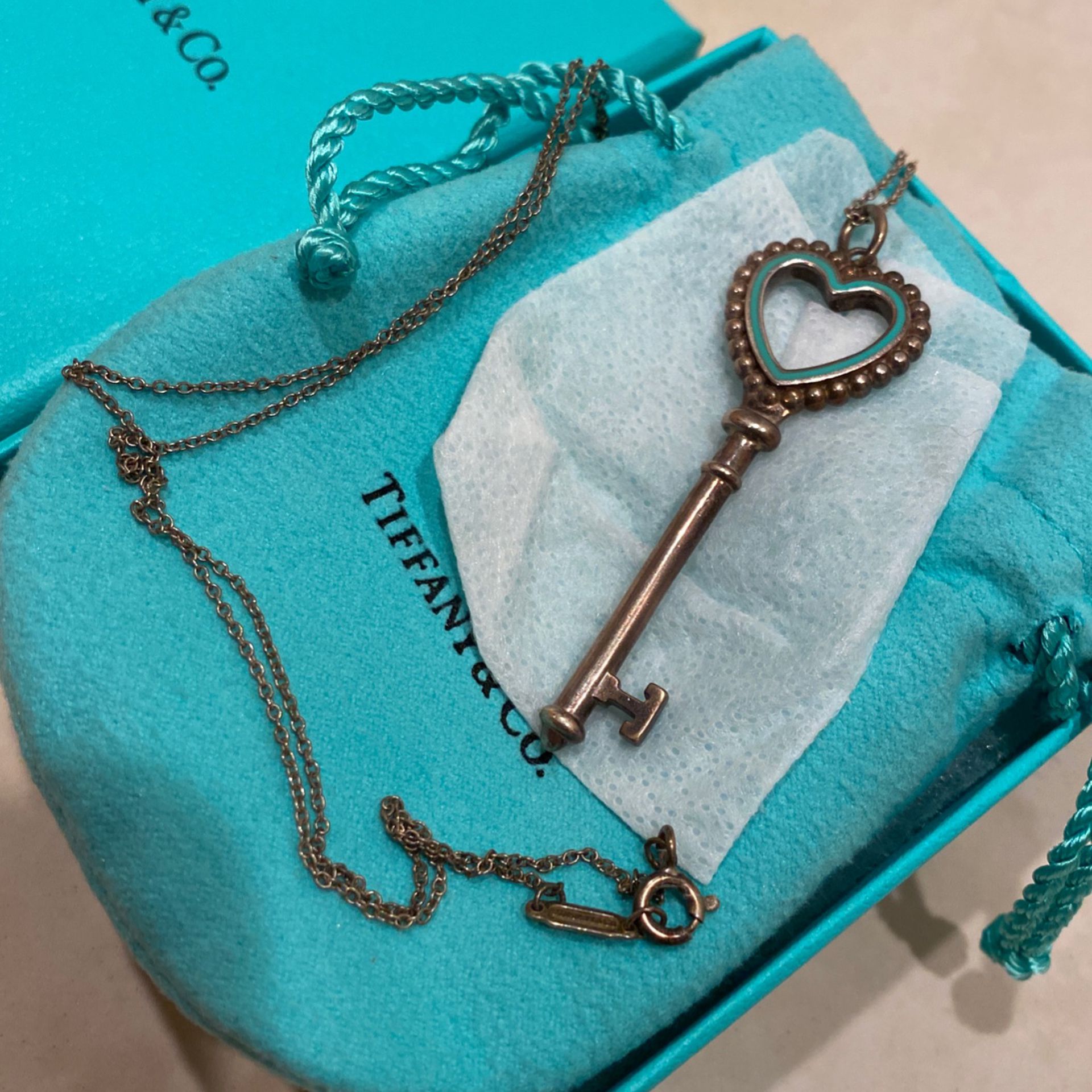 Tiffany & Co. Necklace W/ Large Heart Key Pendant