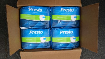 Presto Size Small Adult Incontinence Diapers Underwear 4 New Packages