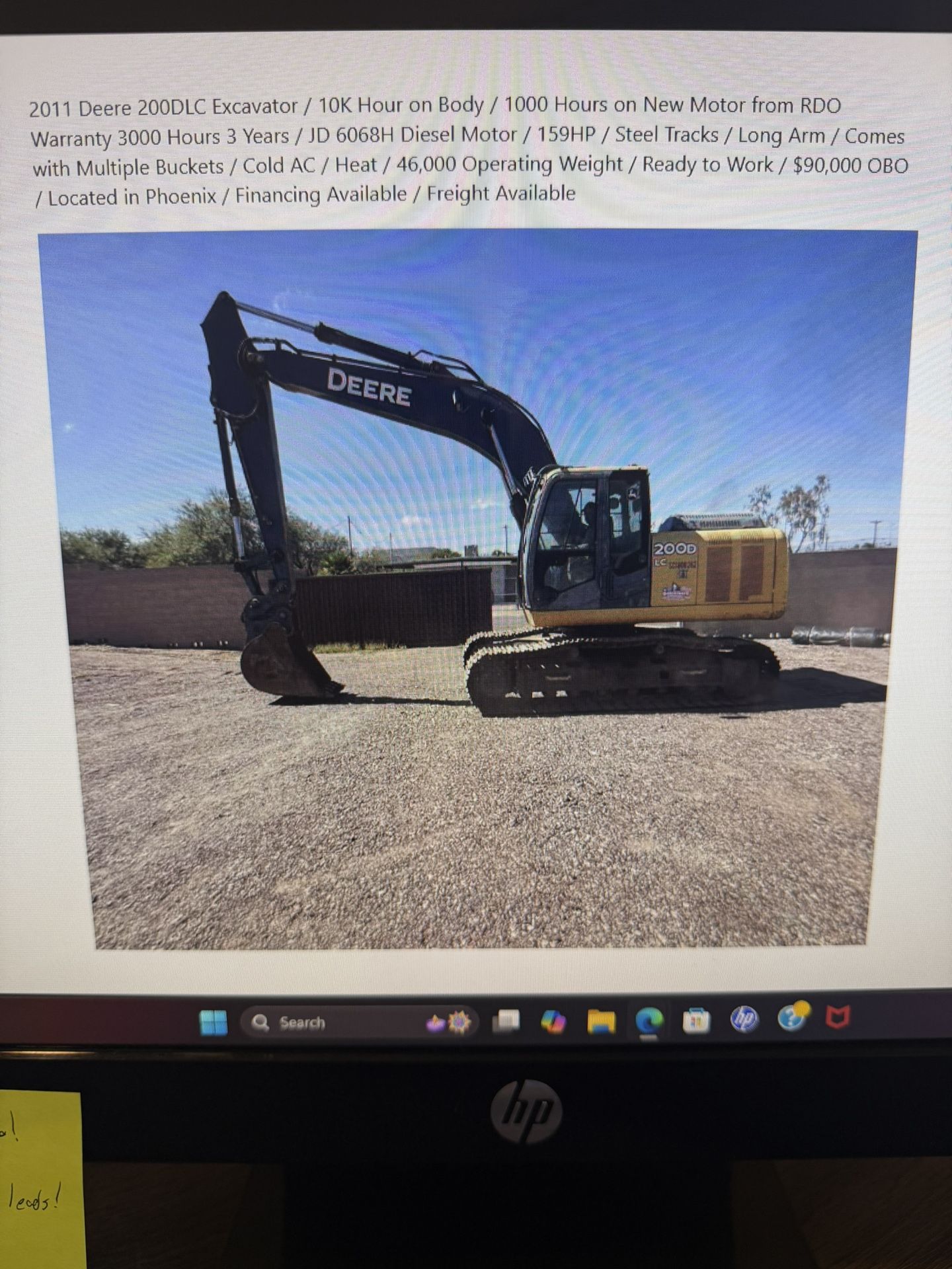 2011 Deere 200DLC Excavator