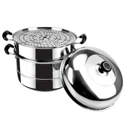 2 Tier Stainless Steel Steamer Steaming Pot Induction Cookware Energy Saving
