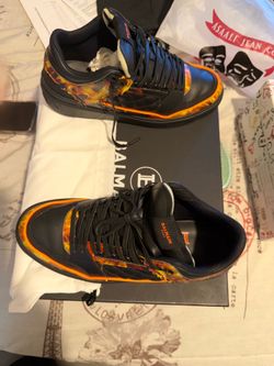 Balmain B-Court sneakers feature a distinctive flame-print leather 9 USA