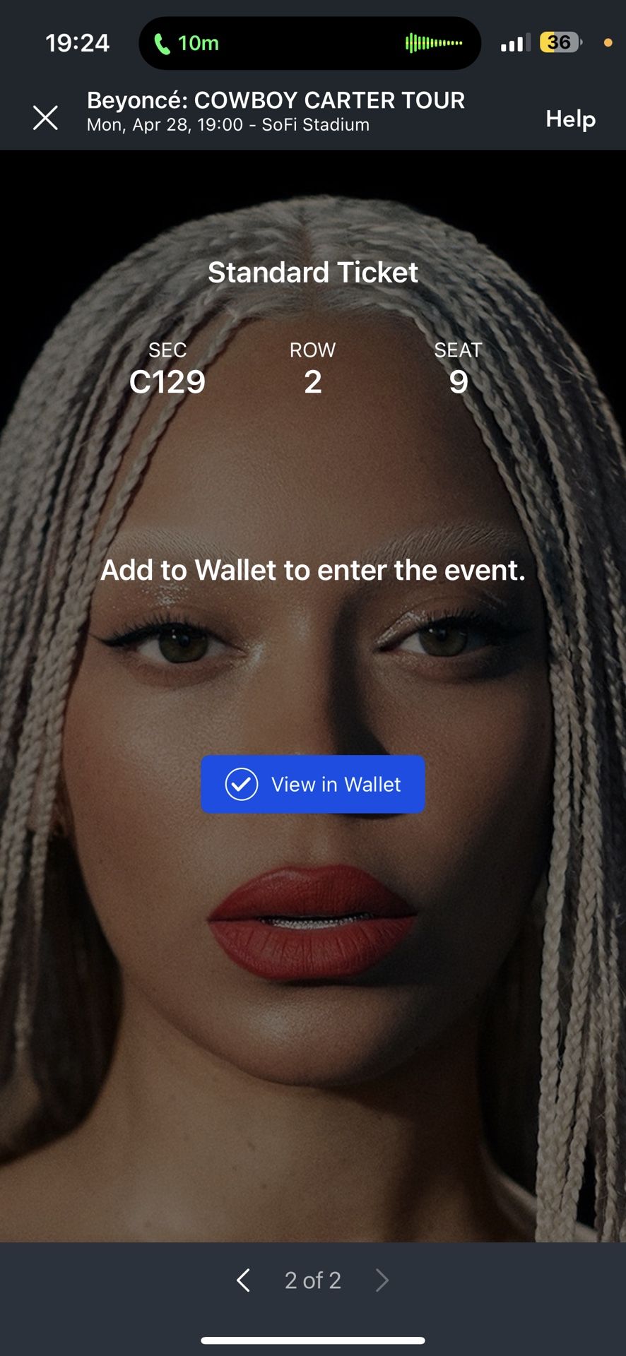 BEYONCÉ COWBOY CARTER TICKETS 04/28/2025