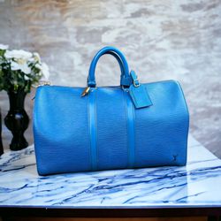 Vintage 1990’ Blue Epi Louis Vuitton Keepall 50