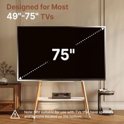NEW 49-75 Inch Mobile TV Stand Easel | Rolling TV Cart with Shelf for 88 lbs VESA Mount 