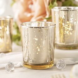 72 David Tutera Gold Mercury Glass votives - Used Once