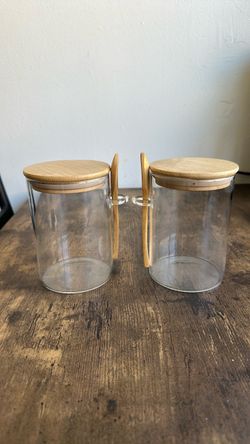 Glass Storage Jars with Bamboo Lids and Spoons