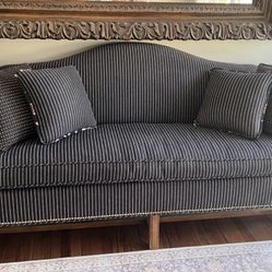 Navy/tan Pin Stripe Sofa/couch
