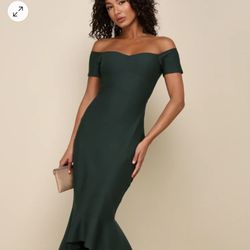 Off Shoulder Dress Green