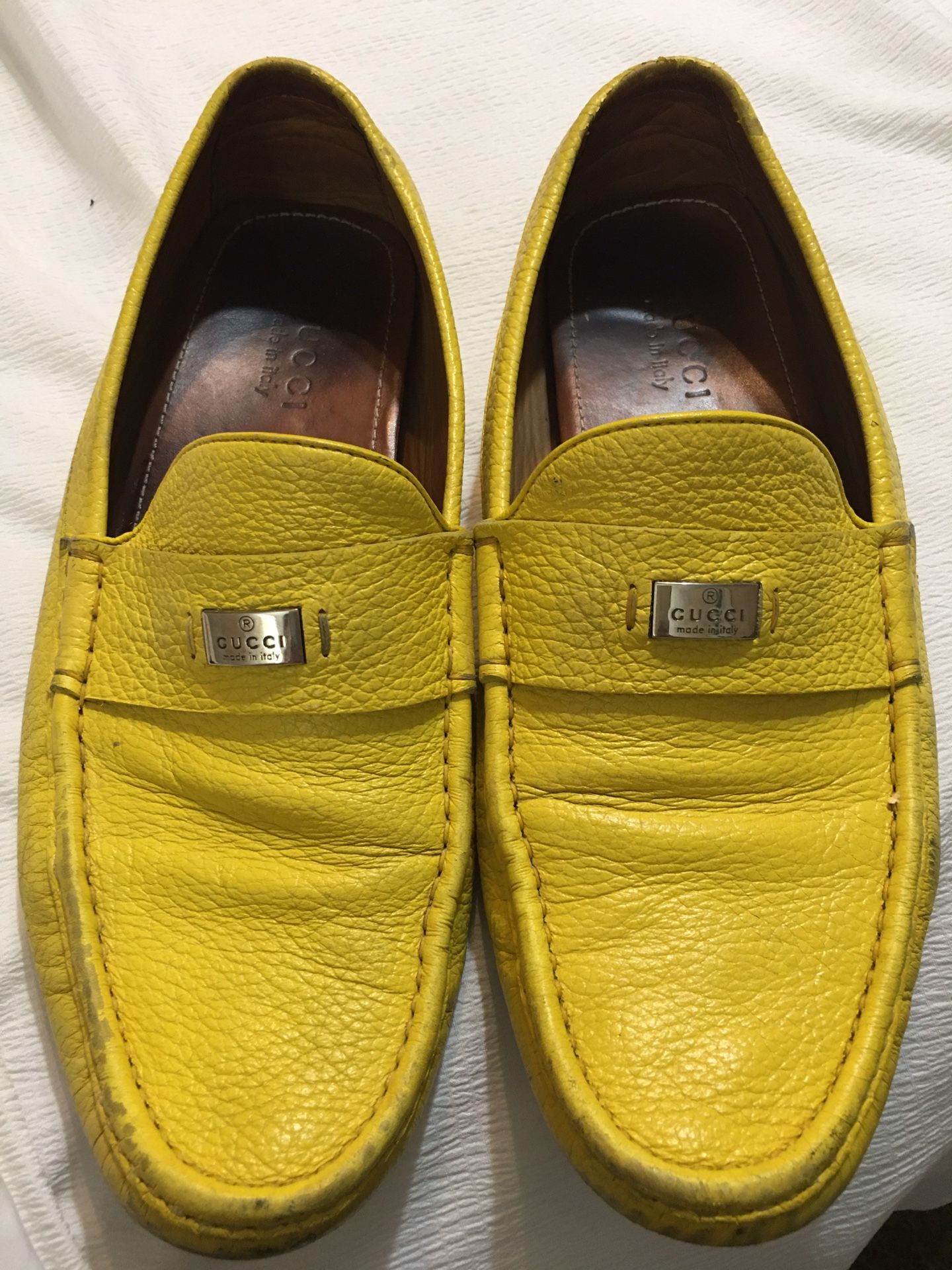 Gucci Diamante Mens Yellow Loafers Size 9