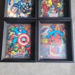 (4) Small HOLOGRAPHIC Superhero Picture Frames