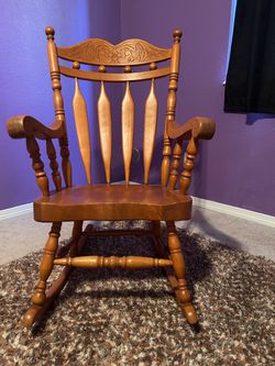 Vintage Carved Wood Rocking Chair