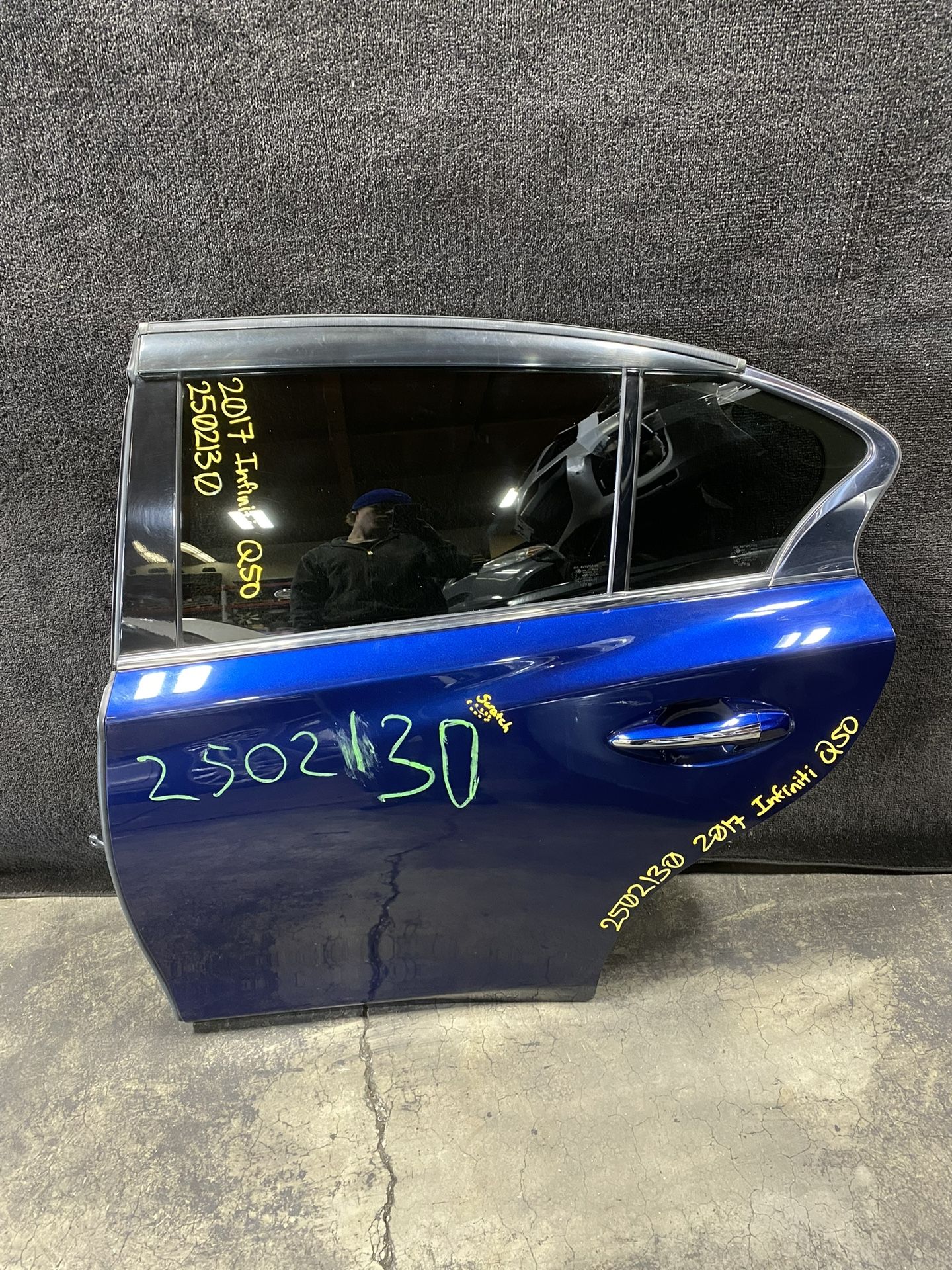 14-23 Infiniti Q50 Red Sport OEM Left Rear Door Assembly