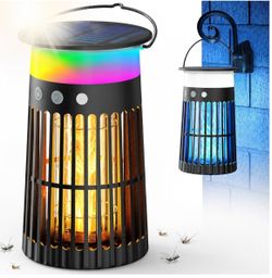 Solar Bug Zapper Outdoor, 4-in-1 Mosquito Zapper 4200V with Flame Light Mode, Waterproof Portable Fly Zapper, Electric Cordless Fly Insect Mosquitoes