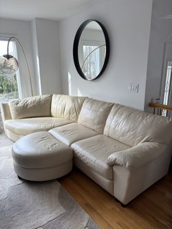 Ikea Corner Leather Sofa + Ottoman